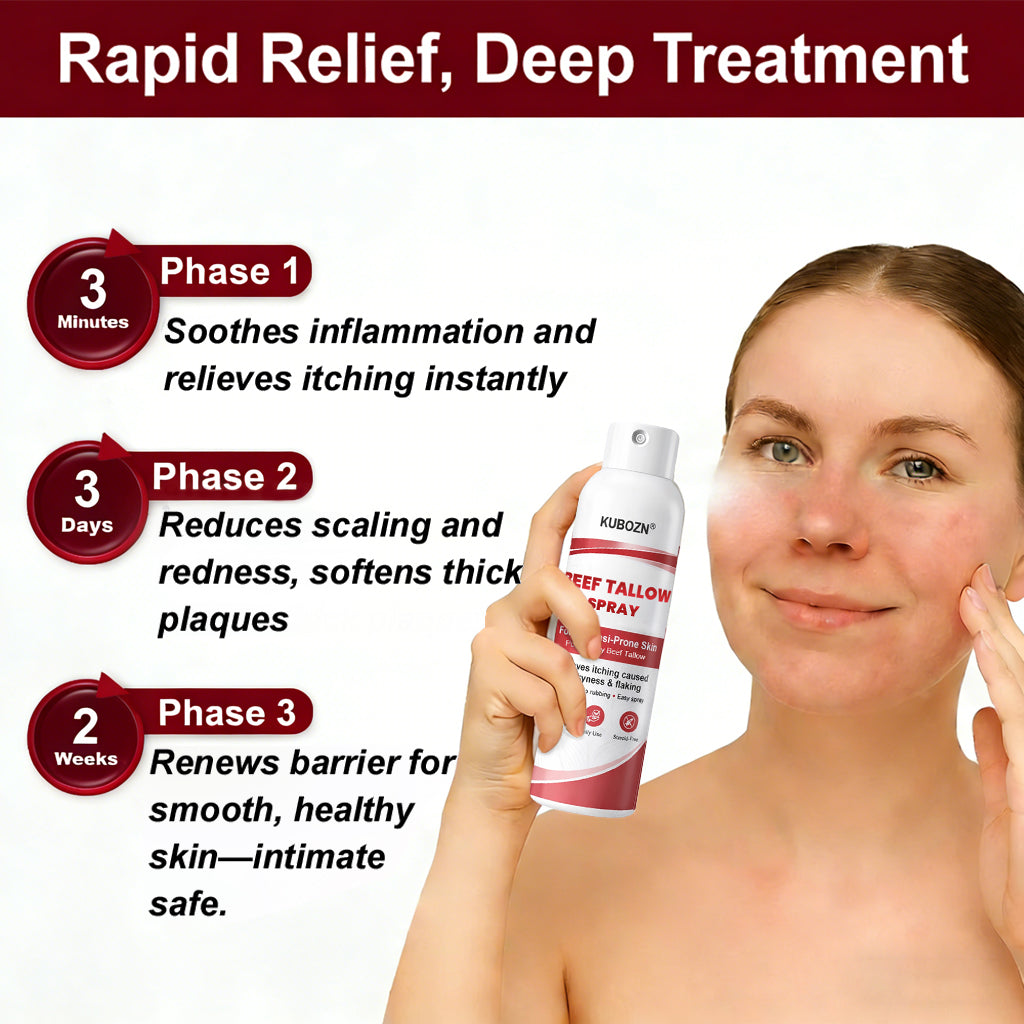 KUBOZN® Beef Tallow Spray — The No-Rub Relief for Psoriasis-Prone Skin✨ (offer)