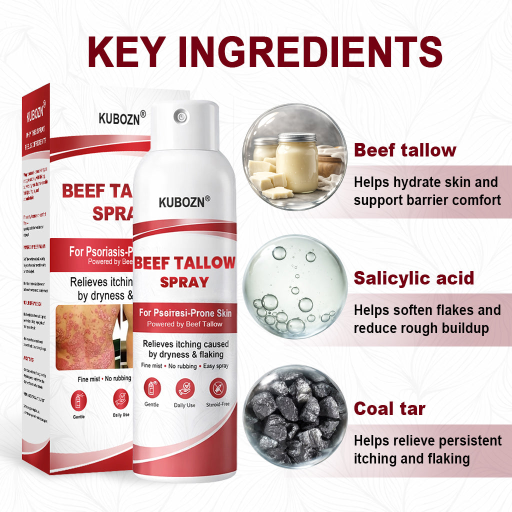 KUBOZN® Beef Tallow Spray — The No-Rub Relief for Psoriasis-Prone Skin✨ (offer)