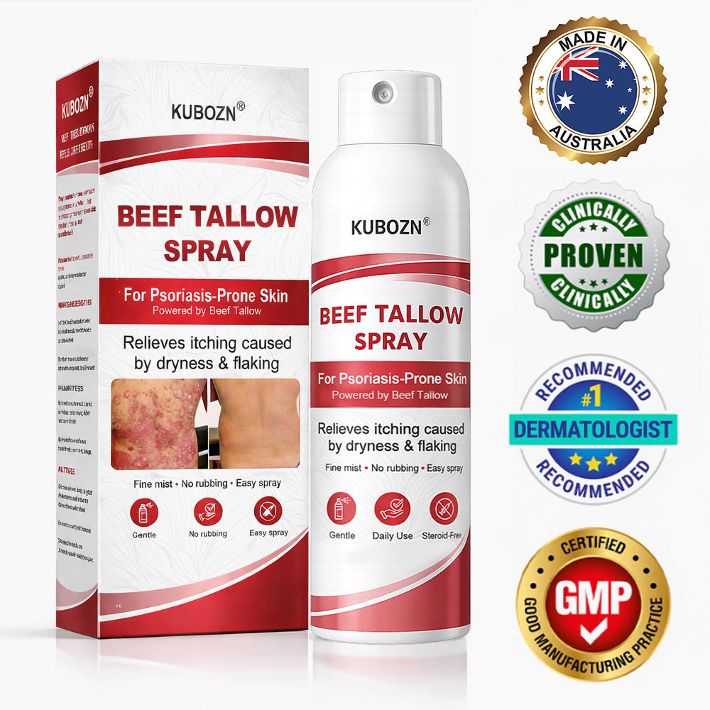 KUBOZN® Beef Tallow Spray — The No-Rub Relief for Psoriasis-Prone Skin✨