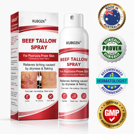 KUBOZN® Beef Tallow Spray — The No-Rub Relief for Psoriasis-Prone Skin✨